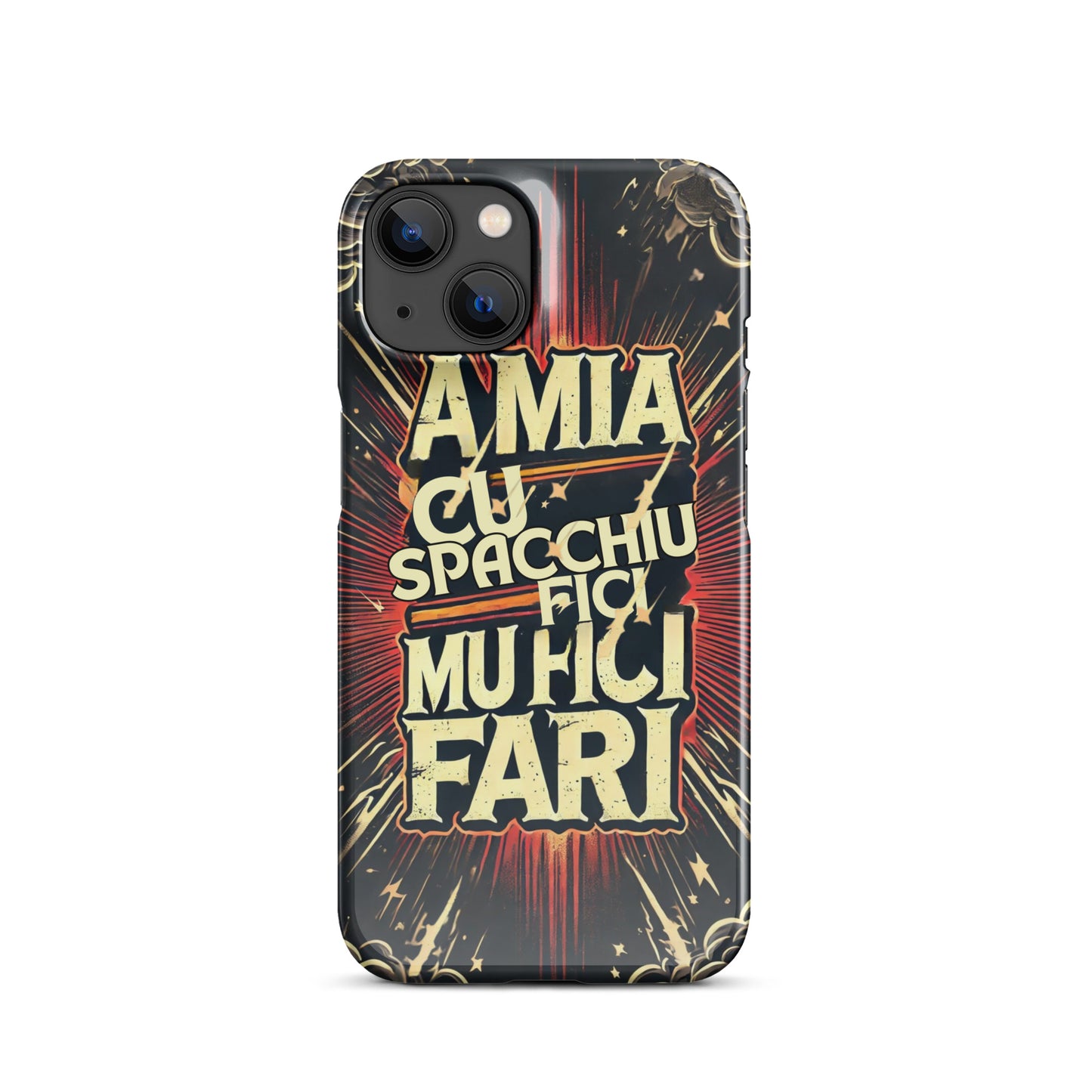 Cover con fibbia per iPhone® "A mia Cu Spacchiu Fici Muri Fari" - Collezione Etna Spirits