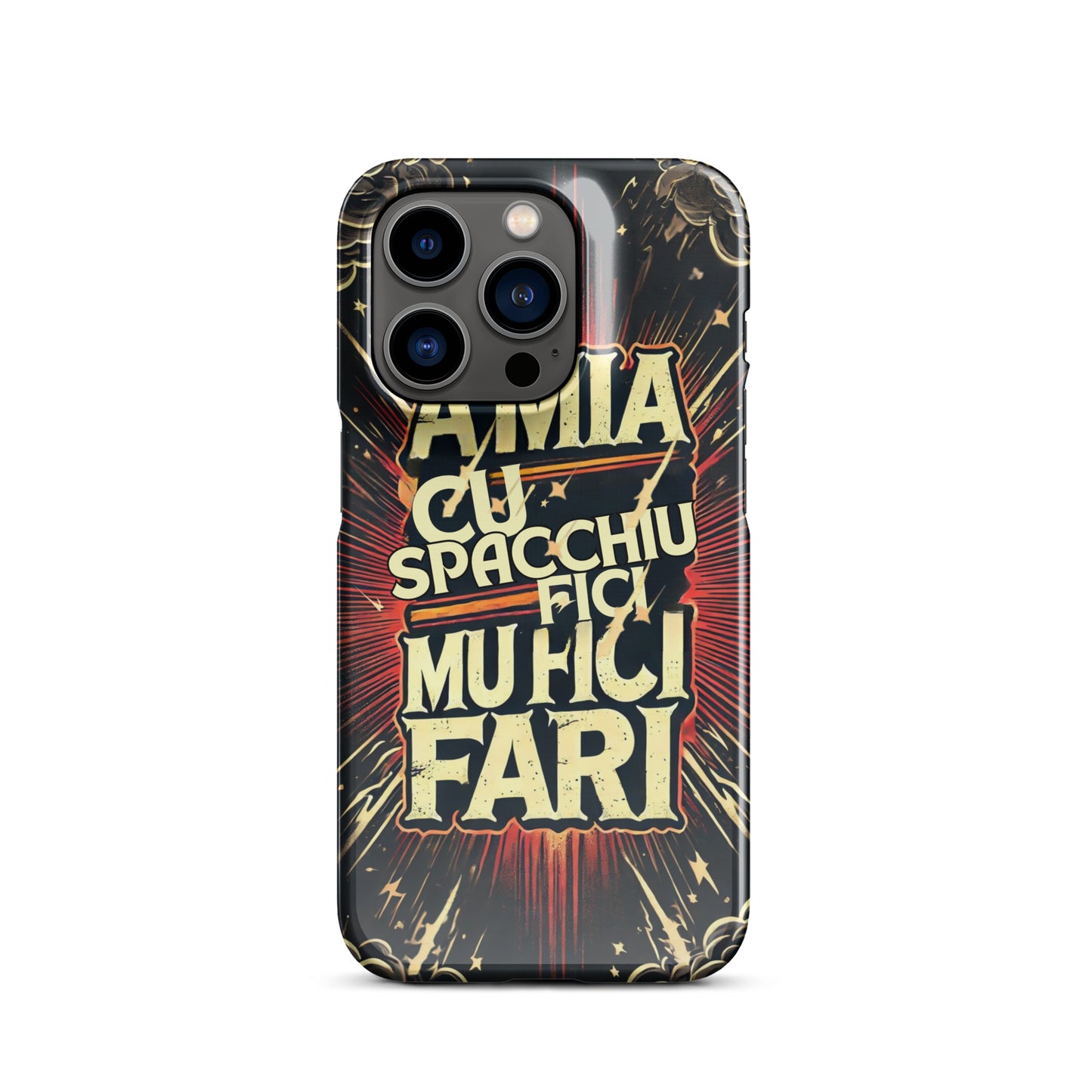 Cover con fibbia per iPhone® "A mia Cu Spacchiu Fici Muri Fari" - Collezione Etna Spirits