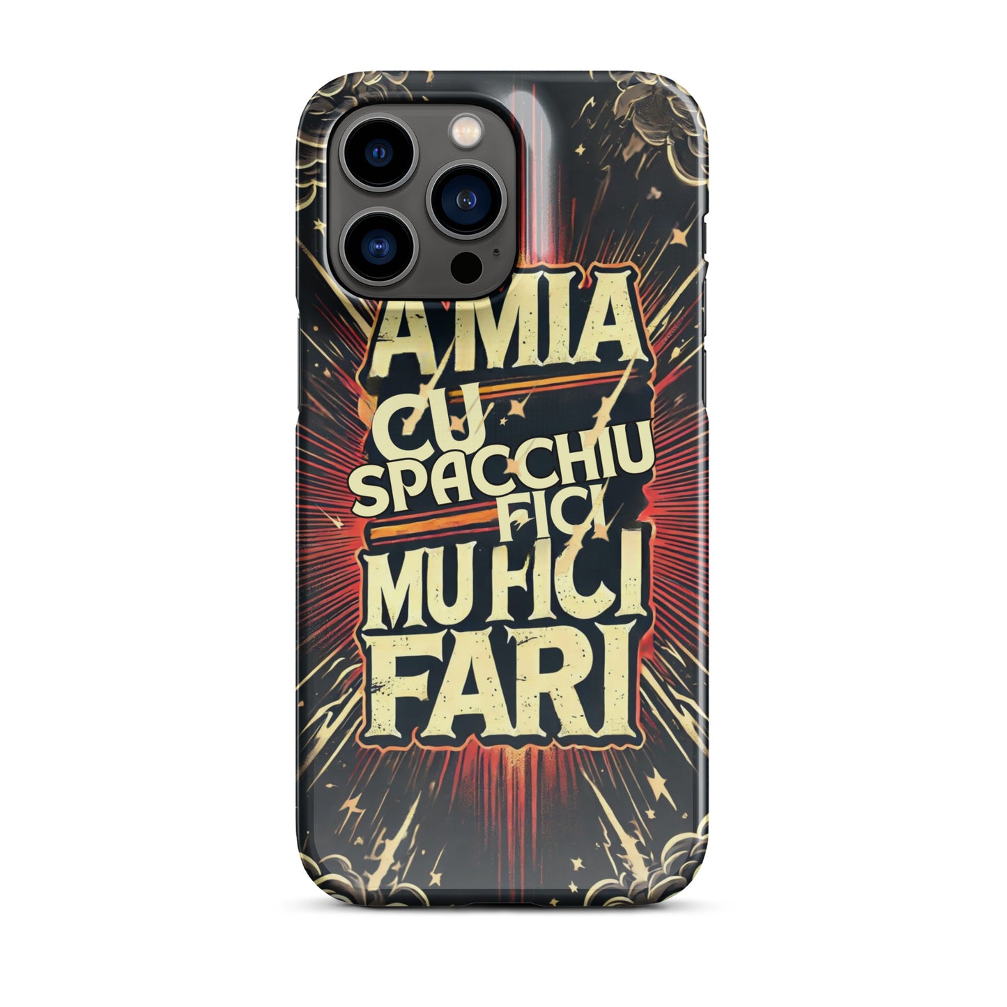 Cover con fibbia per iPhone® "A mia Cu Spacchiu Fici Muri Fari" - Collezione Etna Spirits