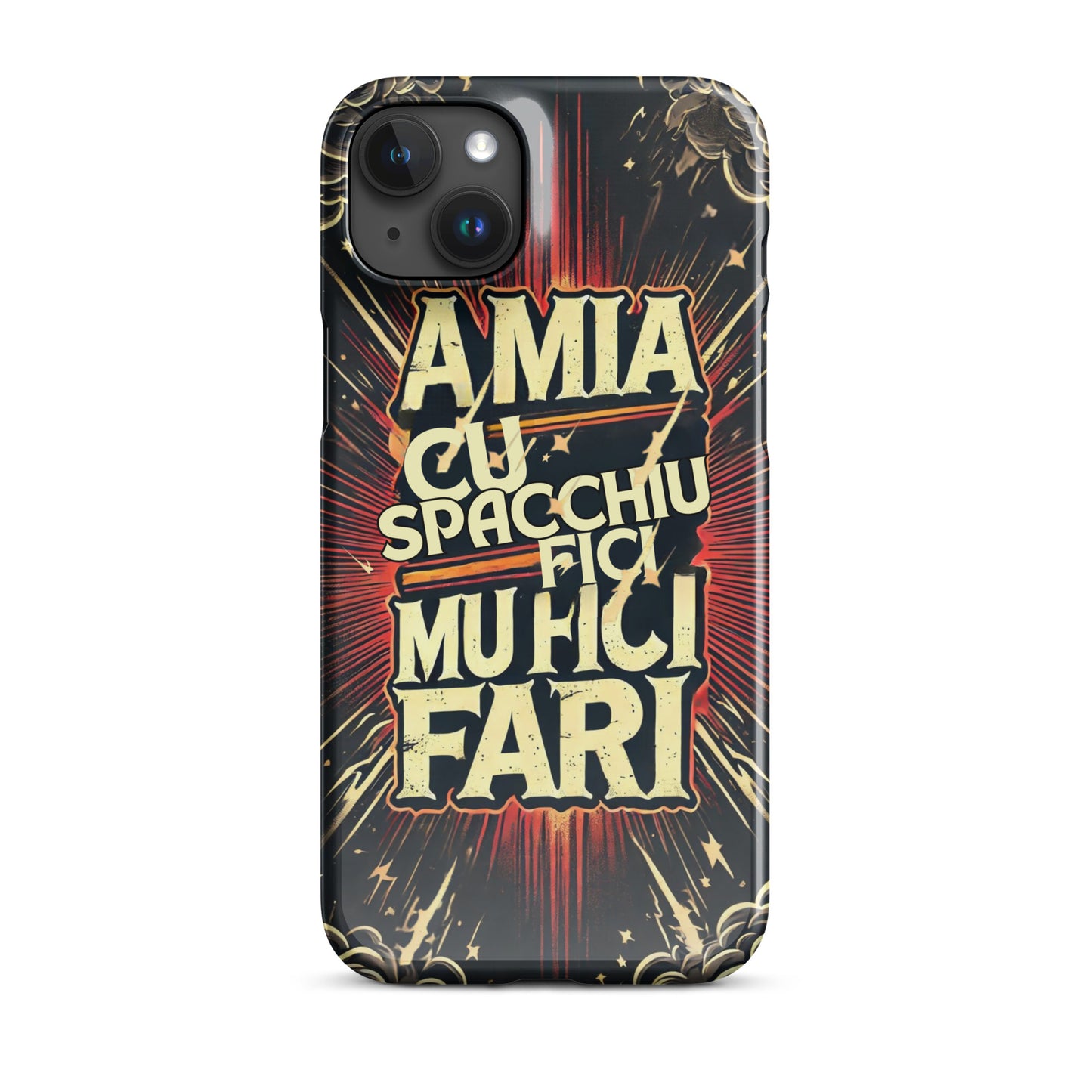 Cover con fibbia per iPhone® "A mia Cu Spacchiu Fici Muri Fari" - Collezione Etna Spirits