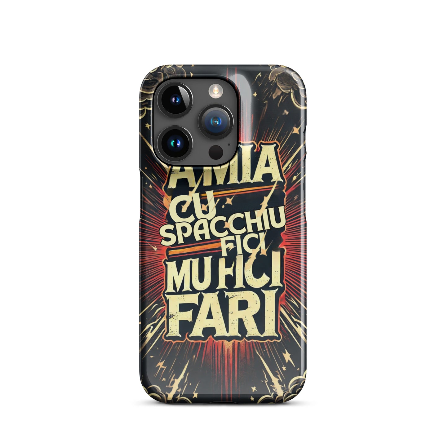 Cover con fibbia per iPhone® "A mia Cu Spacchiu Fici Muri Fari" - Collezione Etna Spirits