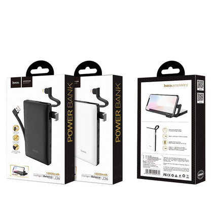 Power bank "J36 Ample energy" 10000mAh cavo singolo USB incorporato Lightning.